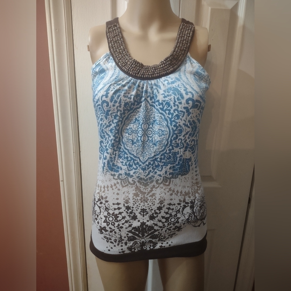 Almost famous sleeveless beaded size medium blouse shirt top